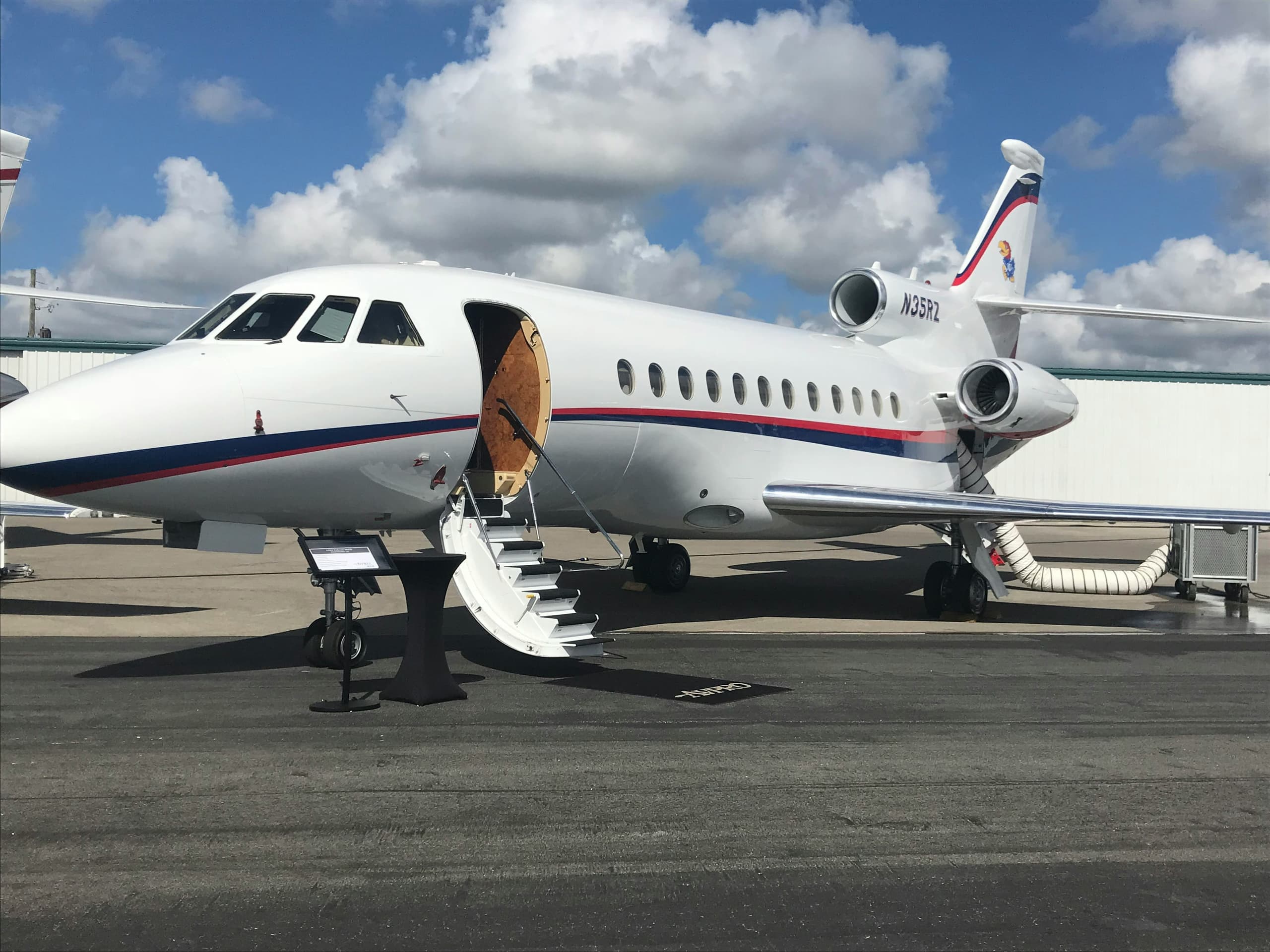 Business jet on the apron with its airstair lowered